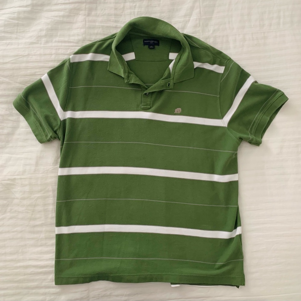 XL Men’s Banana Republic Olive Green with White Stripes Polo